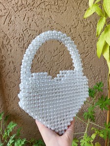 Sac de rangement en plastique perlé ivoire moderne | Sac à main et sac à bandoulière faits à la main de grande capacité | Garde-robe Applicable - Product Image 2