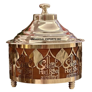 Cazuela decorativa hecha a mano de calidad premium Hotpot de diseñador chapado en oro Última colección Calentador de alimentos de metal - Product Image 6