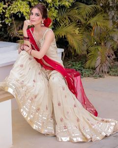 Conjunto de Sharara bonito y hermoso pakistaní indio, tela CHINON para fiesta de lujo, boda, ropa tradicional e informal, conjunto de Sharara - Product Image 4