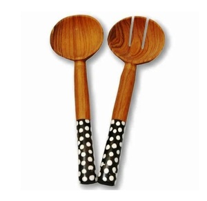 Utensilios de Resina para Servir ENSALADAS DE MADERA JUEGO DE 2 ARTÍCULO DE COCINA ÚNICO HECHO A MANO - Product Image 5