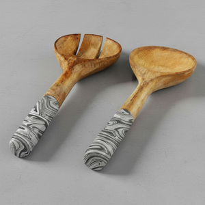 Ensemble cuillère et fourchette en bois de manguier écologique, revêtement émaillé, logo personnalisé, ustensiles de table, utilisation en fête, style asiatique, vente en gros, directement de l'usine - Product Image 1