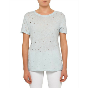 Transpirable personalizado al por mayor en blanco desgastado buena calidad camiseta rasgada moda Streetwear camiseta - Product Image 5