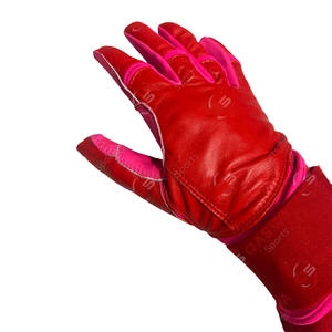 Best Quality Customized Black White & Pink Color Combo Premium Soft Leather Non Slip Grip Baseball Batting Gloves - Product Image 4