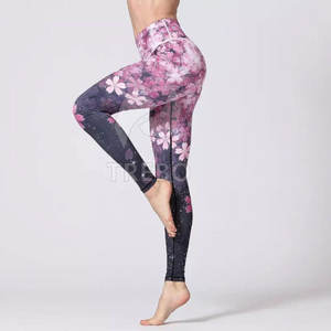 Nouveau design de legging de yoga pour femmes couleur personnalisée taille élastique motif solide respirant léger pantalon en spandex/polyester - Product Image 5