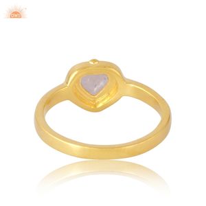 Bague en or massif 14 carats avec quartz rose naturel, magnifique bague pour femme à porter tous les jours, cadeau pour un anniversaire, fabricant de bijoux sur mesure - Product Image 4