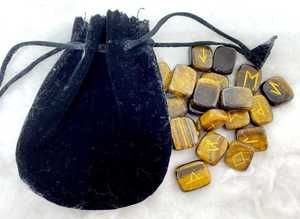 Ensemble de Rune d'oeil de tigre en gros cristal naturel pierre semi-précieuse artisanat pierre précieuse d'agate la plus vendue pour les runes naturelles Reiki - Product Image 2