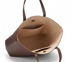 Bolso Tote Grande de Cuero Genuino Marrón Vintage para Mujer, Bolso de Hombro para Trabajo, Minimalista, para Portátil, Bolso de Compras, con Dos Cremalleras - Product Image 2