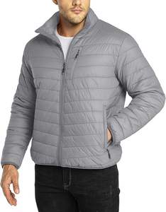 Men's Casual <b>Lightweight</b> Puffer <b>Jacket</b> Solid Pattern Breathable <b>Waterproof</b> Windproof Zipper Cotton <b>Packable</b> Winter Outer Wear - Product Image 1