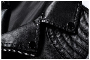 Blouson en cuir pour homme coupe classique, style moto et motard, en toile et cuir de vache pour l'hiver - Product Image 6