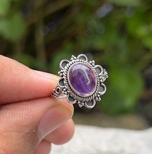 แหวนพลอยอเมทิสต์925เงินสเตอร์ลิงประดับอัญมณีออร่าเครื่องประดับอัญมณีธรรมชาติของขวัญตามสั่งสำหรับเธอ - Product Image 1