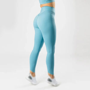 Pantalon de yoga taille haute personnalisé, legging de sport sexy, vêtements de sport, tissu tricoté respirant, décontracté, course à pied, fitness, longueur genou - Product Image 4