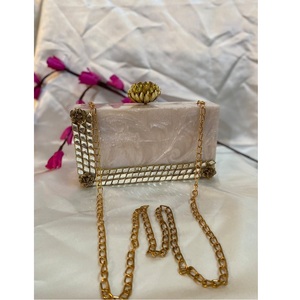 Pochette en résine de style bohème orné de pierres étanches chaînes écologiques boutons sacs à main de fête de mariage pour les femmes - Product Image 1