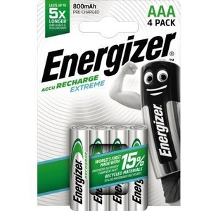 Pile Energizer Recharge Extreme AAA/Micro HR03 Nickel-Métal Hydrure 1,2V 800 mAh, lot de 4, accessoire électronique - Product Image 1