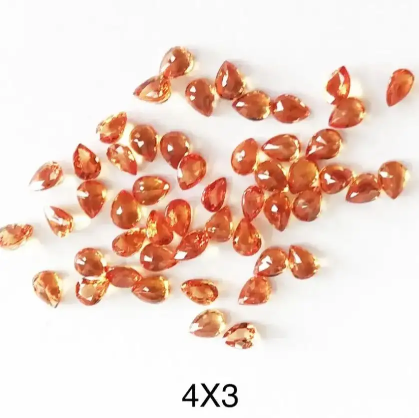 4x3mm Natural Orange Sapphire Faceted Pear Cut Gemstone Wholesale 4mm 3mm Sapphires Beautiful Fine Jewelry Top High End Quality