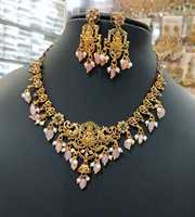 Magnifique ensemble collier et boucles d'oreilles Regal South Indian Temple pour femme, parfait pour les occasions festives, les célébrations culturelles