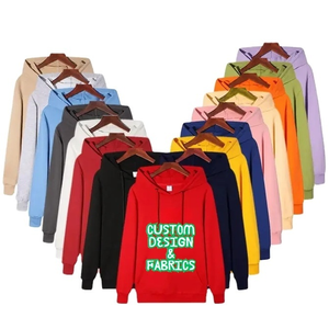 เสื้อฮู้ดผ้าฟลีซใส่ได้ทั้งชายและหญิงมีสไตล์เสื้อฮู้ดผ้าฟลีซผ้าคอตตอน100% แห้งเร็วปักลายสีพื้นแบบกำหนดเองได้ - Product Image 1