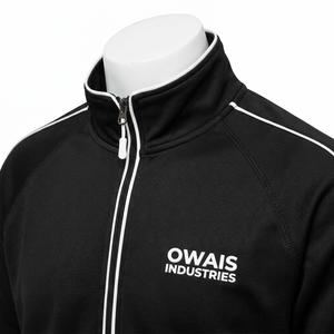 Ensemble de survêtement noir pour homme, veste zippée intégrale, pantalon à taille élastique, couleur unie, style sportif, respirant, en polyester, pour l'automne - Product Image 4