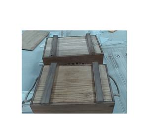 Retro Brown <b>Storage</b> <b>Crate</b> Box Shabby Chic Vintage Walnut Wood Craft with Rope Handle for Wine Cake & Home Party Birthday Decor - Product Image 1