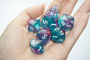 Ensemble de 7 dés à paillettes double couleur de haute qualité vente directe d'usine pour le jeu <span class=keywords><strong>Warhammer</strong></span> Dungeons and Dragons - Product Image 4