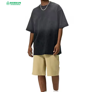 T-shirt Homme Uni de Haute Qualité 100% Coton Délavé à l'Acide Effet Soleil, Coupe Classique, Séchage Rapide, Écologique, Respirant, Grammage Lourd - Product Image 1