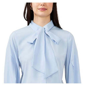 Camicetta Chic da Donna Riley Rae con Collo Annodabile e Colletto Arricciato, Blu, Taglia XL, per Primavera/Estate, in Tessuto Lavorato a Maglia, Chiffon e Organza - Product Image 2