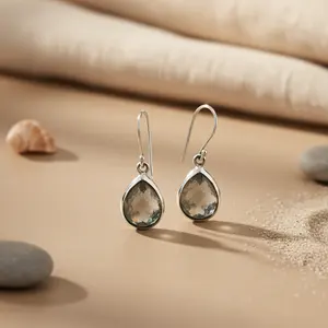 Pendientes de Plata 925 con Forma de Lágrima para Mujer, Accesorios de Moda con Piedras Preciosas - Product Image 3