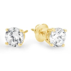 Pendientes de tuerca de moissanita chapados en oro amarillo, diseño de tuerca elegante de corte cuadrado para estilo de joyería de lujo moderno de aspecto Premium - Product Image 1