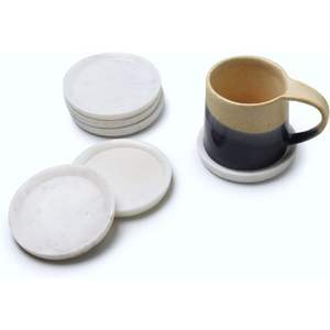 Classic Eco-Friendly Durable <b>Ceramic</b> <b>Coasters</b> Set of 6 with Raised Edges 4 Inch - Product Image 1