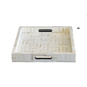 Opulent Noor hecho a mano madre perla hueso incrustaciones personalizado lujo árabe-inspirado servir bandeja vajilla sala de estar hogar - Product Image 6