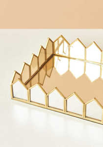 Plateau miroir encadré d'or moderne pour la décoration de la maison, spécial Noël, avec un design unique, plateau en verre multifonctionnel en métal de luxe - Product Image 5