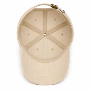 Gorra de Béisbol Premium de Algodón Beige con Logotipo Bordado, Gorra Clásica de 6 Paneles con Hebilla Metálica - Product Image 5