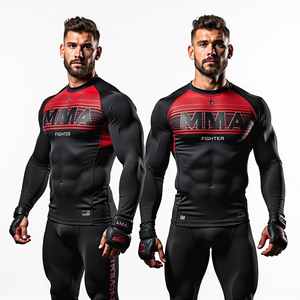 Personalizado de alto rendimiento MMA Rash Guard manga larga BJJ compresión ajuste Anti UV tela elástica Kimono De Jiu Jitsu estilo - Product Image 1