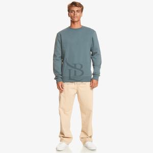 เสื้อสเวตเตอร์คอกลมของผู้ชายเสื้อสเวตเตอร์คอตตอนธรรมดาดีไซน์คลาสสิกออกแบบโลโก้ได้ตามต้องการ - Product Image 5