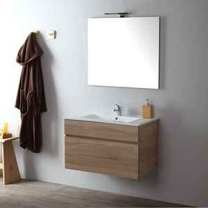 Shanghai 80 cm Natural Oak <b>Wall</b>-Hung <b>Bathroom</b> <b>Cabinet</b> Elegant Set - Product Image 1