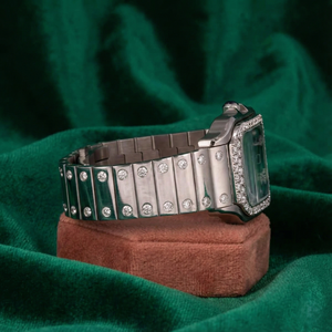 Montre de luxe PJ carrée en moissanite glacée, acier inoxydable, cadran bleu, date, verre saphir, étanche, habillée - Product Image 5