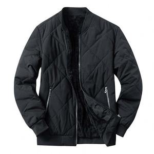 Chaqueta acolchada de lona de invierno para hombre, estilo de béisbol de talla grande, cuello levantado ecológico Reversible, negro - Product Image 1