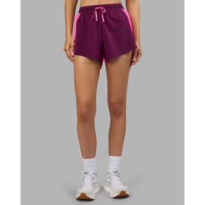 Shorts de course pour femmes Accelerate 3 High-Rise - Ultra Pink Plum Caspia Spandex & Coton avec décorations en strass - Product Image 6