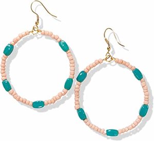 Pendientes de aro redondos de estilo bohemio, Perla de diamante chapada en oro, diseño colgante acentuado con forma de gancho para fiestas y regalos - Product Image 1