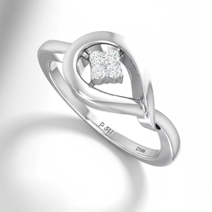 14K Gold & Natural Diamond Women's Luxury Swirl Ring with 4 Round Brilliant Cut <b>Stones</b> | 0.05Ctw Gold Plated Dailywear - Product Image 1