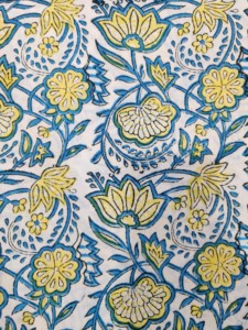 Tela de lino de algodón hecha a mano india con bordado floral bloqueado a mano impreso a mano para textiles y vestidos para el hogar - Product Image 5