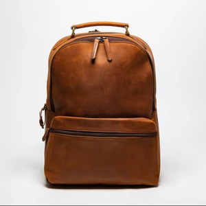 Sac à dos de voyage professionnel unisexe de haute qualité, personnalisable avec logo, en cuir véritable, imperméable, en coton, antivol, avec fermeture éclair vintage - Product Image 1