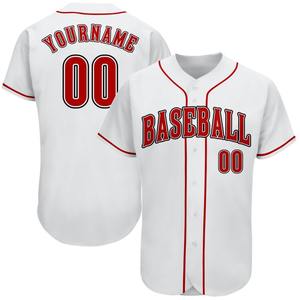 Camiseta de béisbol auténtica blanca, roja y negra personalizada, ropa de equipo personalizada más vendida - Product Image 1