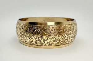 Bracelet jonc en laiton gravé floral large et moderne, taille personnalisée, style bohème, empilable, artisanat MS, Ms-wc-001 - Product Image 4