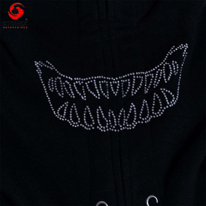 Custom Manufacturer Oversized Hoody Rhinestone <b>Crop</b> <b>Top</b> Fleece Raw Hem Cut Edge 3d Puff Printing <b>Men</b> Cropped Hoodie - Product Image 3