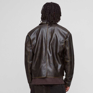 Men's High Quality Eco-Friendly Winter Street Style Leather Fashion Jacket-Waterproof Outerwear Inspired College Trends Front - Product Image 2