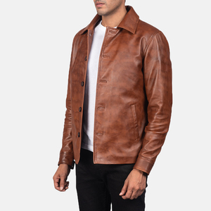 Chaqueta de Cuero para Hombre, Diseño Moderno, Hecha a Medida, para Exteriores, con Cuello Alto de Lona, Logotipo Frontal, Transpirable, Ecológica, de Alta Calidad - Product Image 2