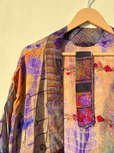 Femmes Style Boho Naturel Teint À La Main Soie Tie Dye Long Kimono Taille Libre Peignoir pour Été Automne Printemps - Product Image 5