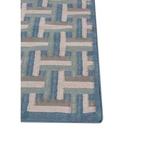 Alfombra de Lana Tejida Plana con Diseño de Cuadros Azules, Alfombra Rectangular Geométrica Abstracta para Pasillo, ADWL-13225, Viscosa para el Hogar - Product Image 4