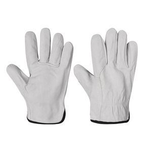 Guantes de Seguridad de Doble Palma, Resistentes al Fuego y a los Cortes, Guantes de Cuero de Oveja de Alta Resistencia, Guantes Blancos de Dedo Completo - Product Image 1
