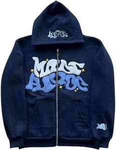 Sweat à capuche pour homme de haute qualité, poids lourd, 100% coton, broderie 3D, imprimé en relief, long, personnalisé, hiver, XS, uni, teint - Product Image 2